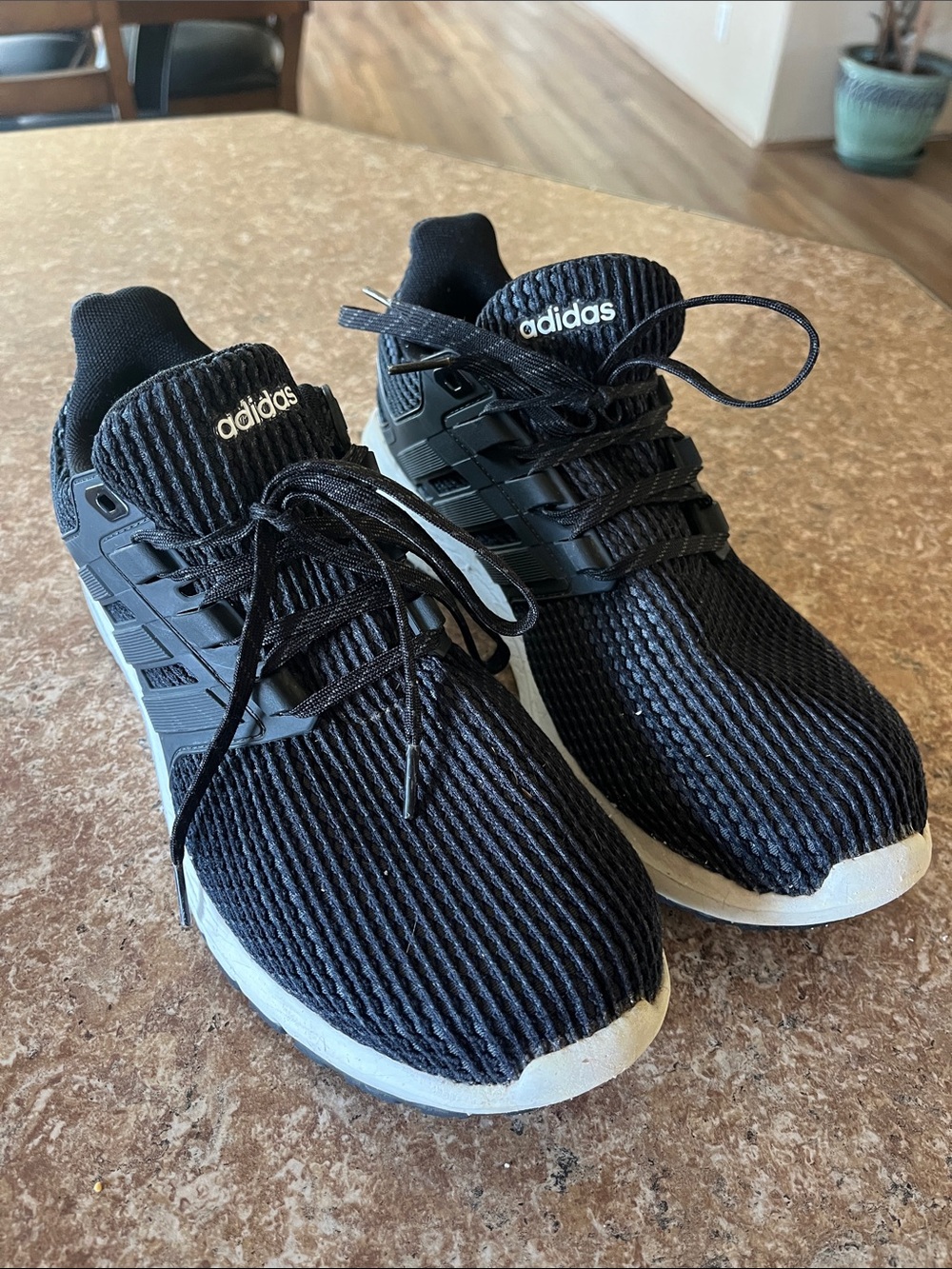 adidas Kids Black Knit Lace-Up Sneakers